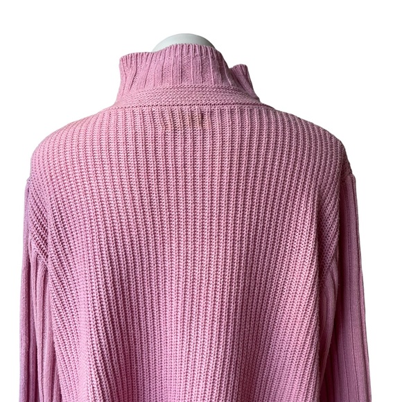 POL Chunky Mock Turtleneck Wide Sleeve Cropped Hi-Low Hem Distressed Sweater - Picture 8 of 16